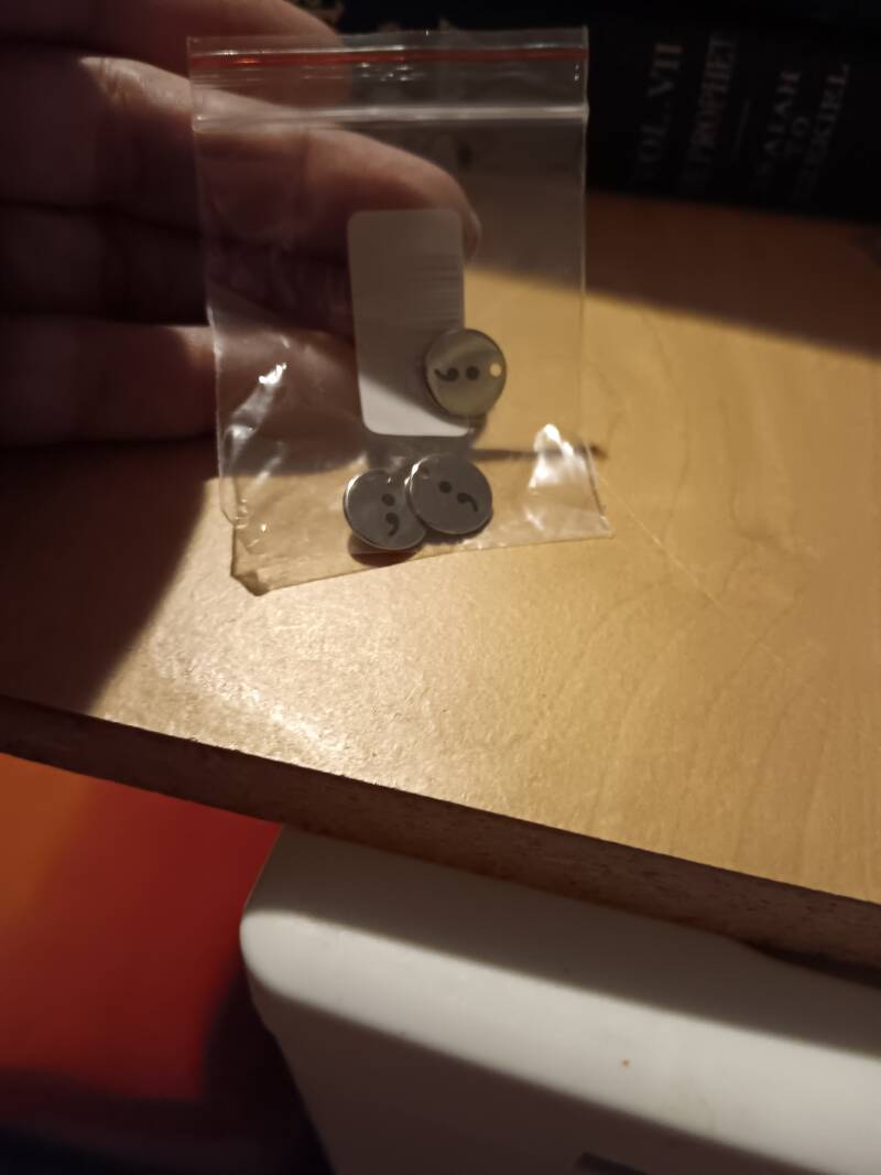 Semicolon charm detail