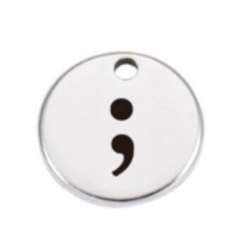 Twizted Journeys 12mm stainless steel semicolon charm &mdash; awareness jewelry