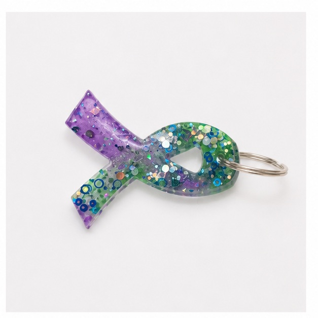 Twizted Confetti Journey Awareness Ribbon Keychain