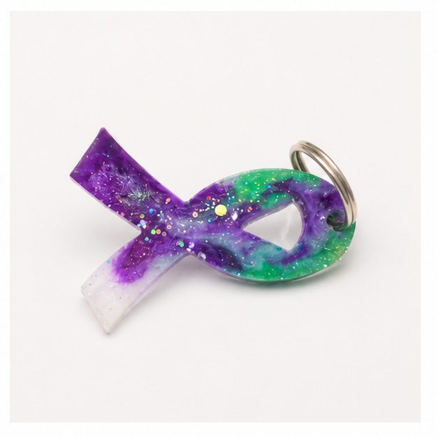 Twizted Journey Swirl Awareness Ribbon Keychain
