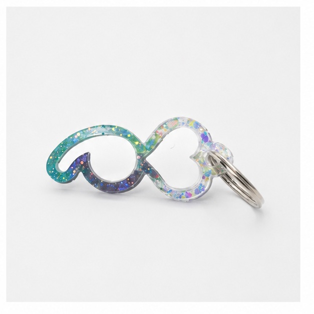 Twizted Mermaid Sparkle Semicolon Heart Keychain