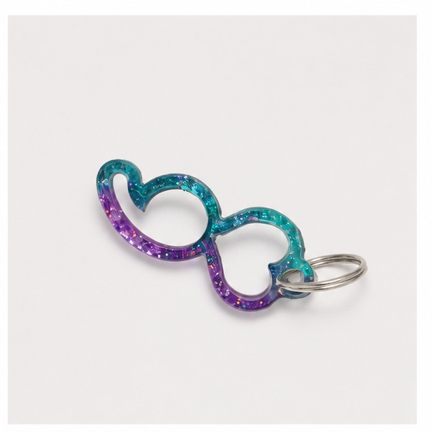 Twizted Purple & Teal Glitter Semicolon Heart Keychain