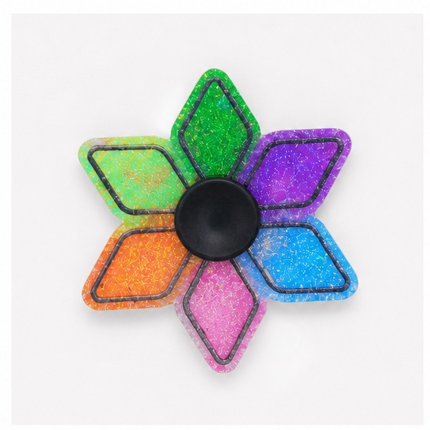 Twizted Rainbow Glitter Flower Fidget Spinner